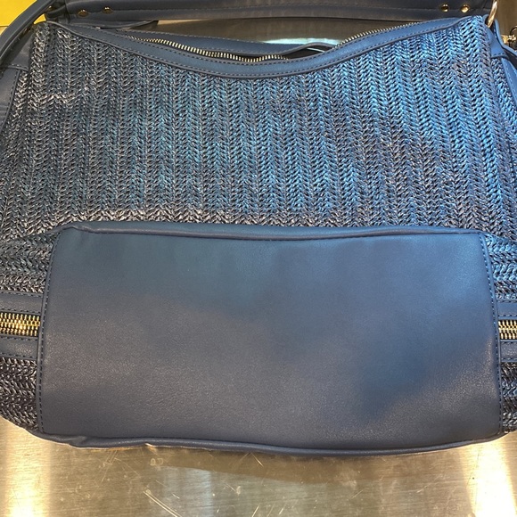 Urban Expressions Blue Woven Straw Tassel Bag - Picture 7 of 7